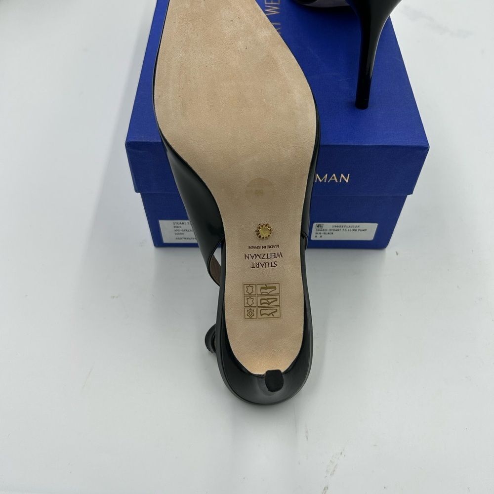 Women’s Stuart Weitzman sling back leather 75 mm heels size 8 made in Spain - Picture 6 of 12